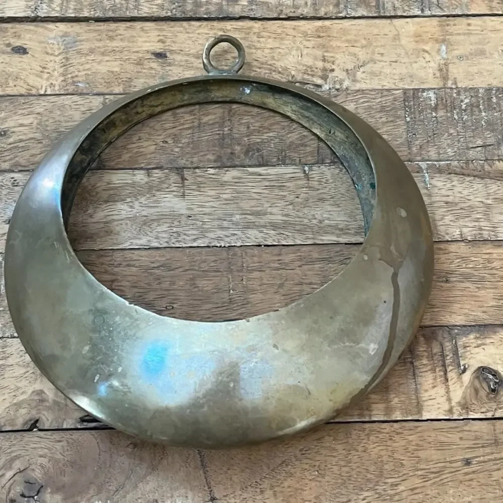 Japanese Brass Ikebana Hanging Full Moon Vase 9.75